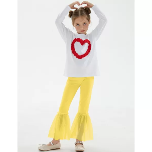 Noomelfish Girls Ruffle Leggings Tulle Bell Bottoms Flare Pants Trousers 310 YearsYellow