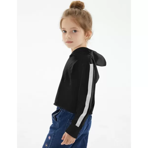 Noomelfish Girls Sparkle Long Sleeve Crop Tops Cropped Hoodies Pullover Sweatshirts 514 YearsBlack