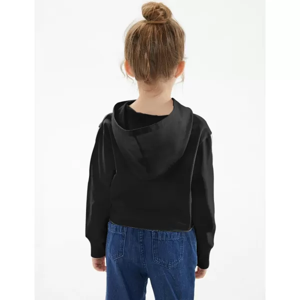 Noomelfish Girls Sparkle Long Sleeve Crop Tops Cropped Hoodies Pullover Sweatshirts 514 YearsBlack