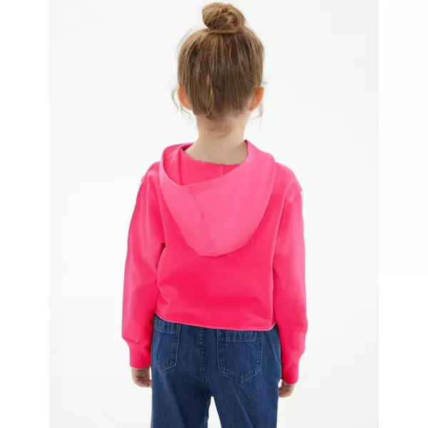 Noomelfish Girls Sparkle Long Sleeve Crop Tops Cropped Hoodies Pullover Sweatshirts 514 YearsHot Pink