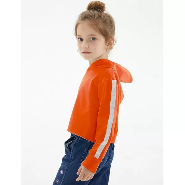 Noomelfish Girls Sparkle Long Sleeve Crop Tops Cropped Hoodies Pullover Sweatshirts 514 YearsOrange