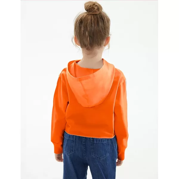 Noomelfish Girls Sparkle Long Sleeve Crop Tops Cropped Hoodies Pullover Sweatshirts 514 YearsOrange