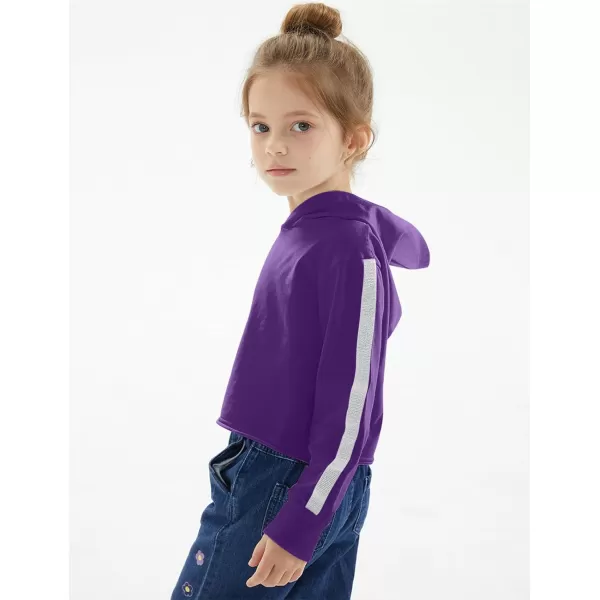 Noomelfish Girls Sparkle Long Sleeve Crop Tops Cropped Hoodies Pullover Sweatshirts 514 YearsPurple