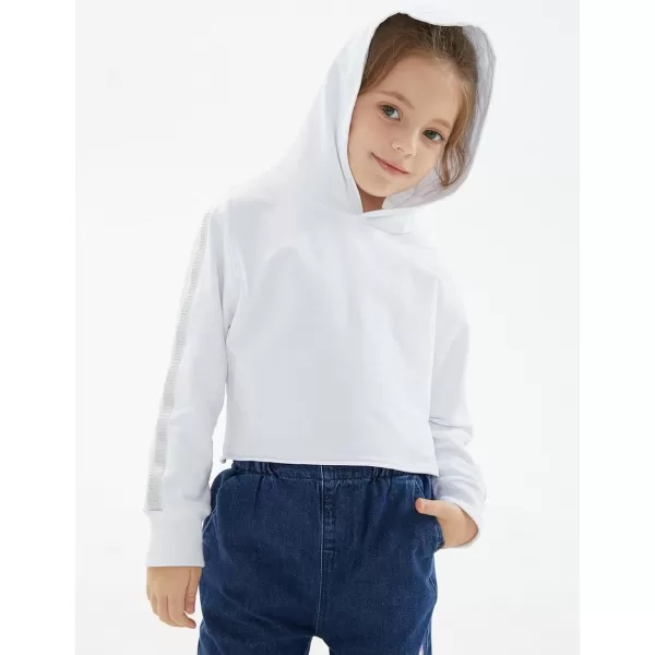 Noomelfish Girls Sparkle Long Sleeve Crop Tops Cropped Hoodies Pullover Sweatshirts 514 YearsWhite