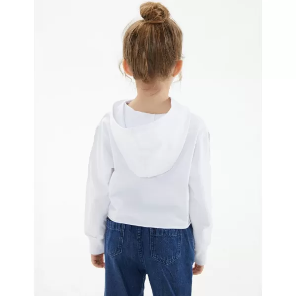 Noomelfish Girls Sparkle Long Sleeve Crop Tops Cropped Hoodies Pullover Sweatshirts 514 YearsWhite
