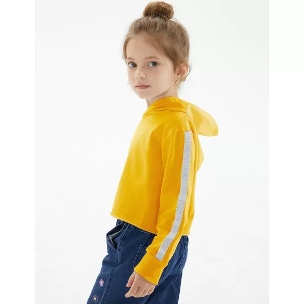 Noomelfish Girls Sparkle Long Sleeve Crop Tops Cropped Hoodies Pullover Sweatshirts 514 YearsYellow