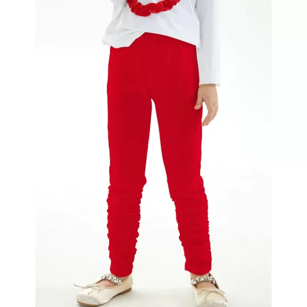 Noomelfish Girls Stacked Cotton Leggings Soft Stretchy Yoga Pants 412 YearsRed