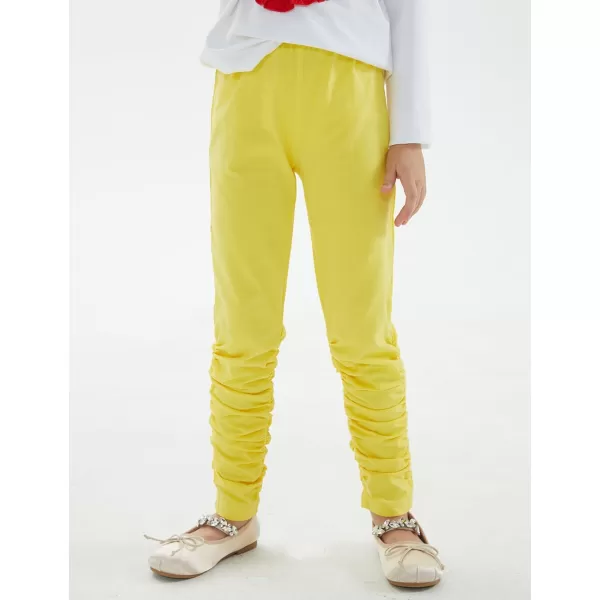 Noomelfish Girls Stacked Cotton Leggings Soft Stretchy Yoga Pants 412 YearsYellow