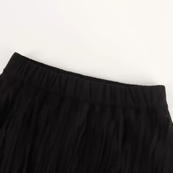 Noomelfish Girls Suede Fringe Skirt Boho Tassel Layered Ruffle Skirt 512 YearsBlack
