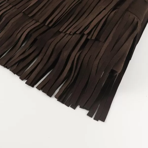 Noomelfish Girls Suede Fringe Skirt Boho Tassel Layered Ruffle Skirt 512 YearsCoffee Brown