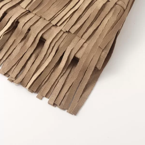 Noomelfish Girls Suede Fringe Skirt Boho Tassel Layered Ruffle Skirt 512 YearsKhaki