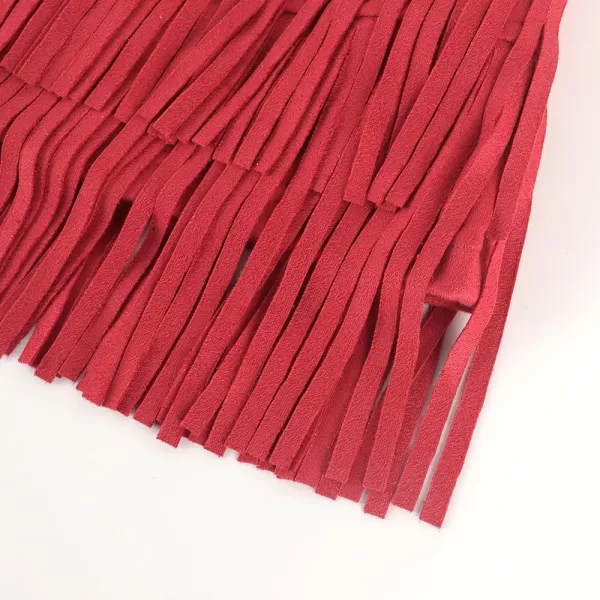 Noomelfish Girls Suede Fringe Skirt Boho Tassel Layered Ruffle Skirt 512 YearsRed