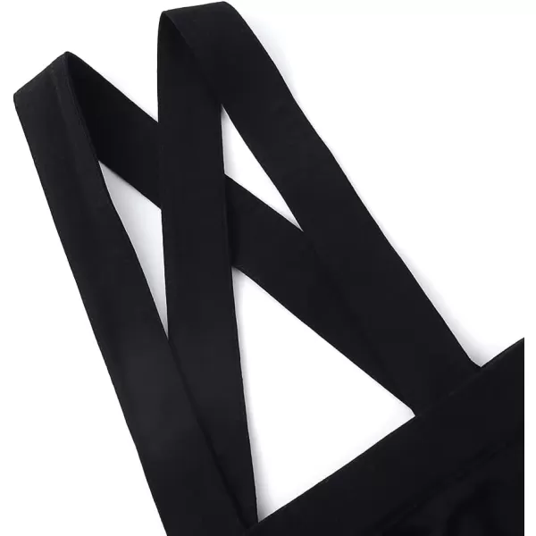 Noomelfish Girls Suspender Skater Skirt Stretchy Cotton Flared Overall Dress 512 YearsBlack