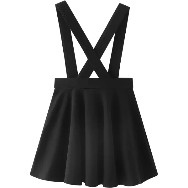 Noomelfish Girls Suspender Skater Skirt Stretchy Cotton Flared Overall Dress 512 YearsBlack