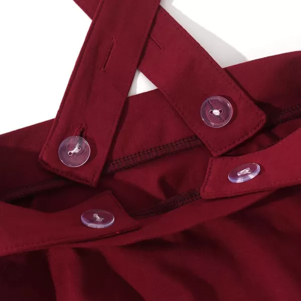Noomelfish Girls Suspender Skater Skirt Stretchy Cotton Flared Overall Dress 512 YearsBurgundy