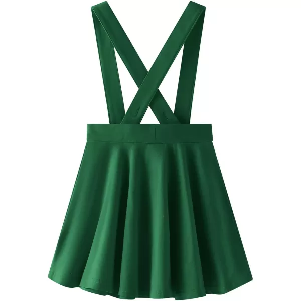 Noomelfish Girls Suspender Skater Skirt Stretchy Cotton Flared Overall Dress 512 YearsDark Green