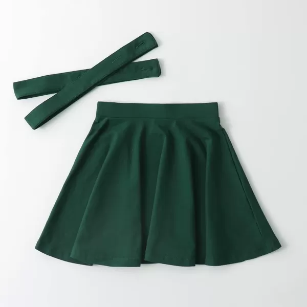 Noomelfish Girls Suspender Skater Skirt Stretchy Cotton Flared Overall Dress 512 YearsDark Green