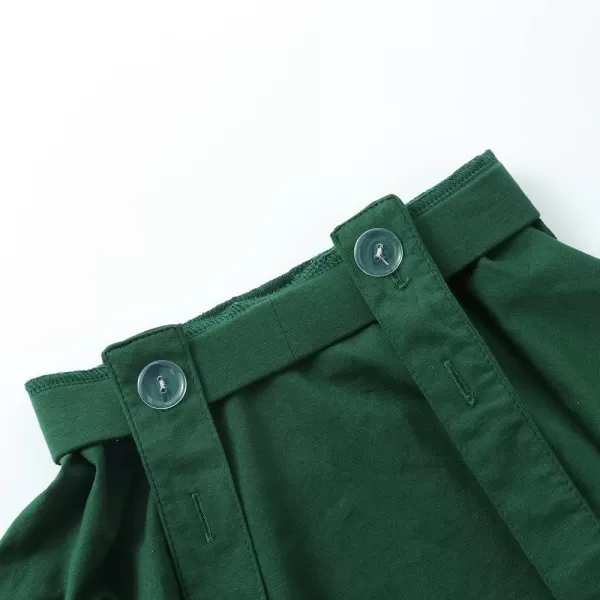Noomelfish Girls Suspender Skater Skirt Stretchy Cotton Flared Overall Dress 512 YearsDark Green