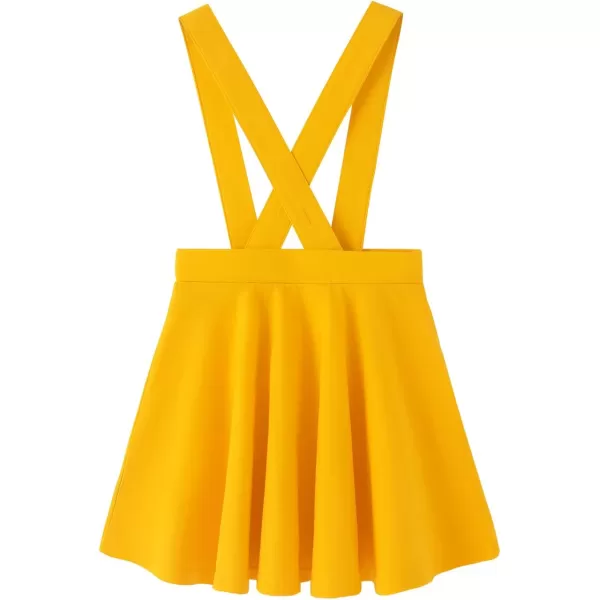 Noomelfish Girls Suspender Skater Skirt Stretchy Cotton Flared Overall Dress 512 YearsGold Yellow