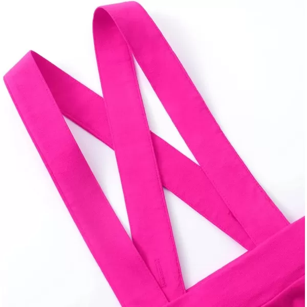 Noomelfish Girls Suspender Skater Skirt Stretchy Cotton Flared Overall Dress 512 YearsHot Pink