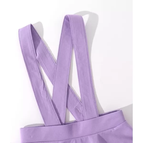 Noomelfish Girls Suspender Skater Skirt Stretchy Cotton Flared Overall Dress 512 YearsLight Purple