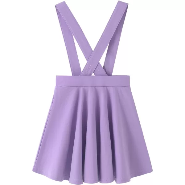 Noomelfish Girls Suspender Skater Skirt Stretchy Cotton Flared Overall Dress 512 YearsLight Purple