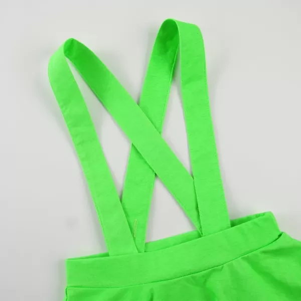 Noomelfish Girls Suspender Skater Skirt Stretchy Cotton Flared Overall Dress 512 YearsNeon Green