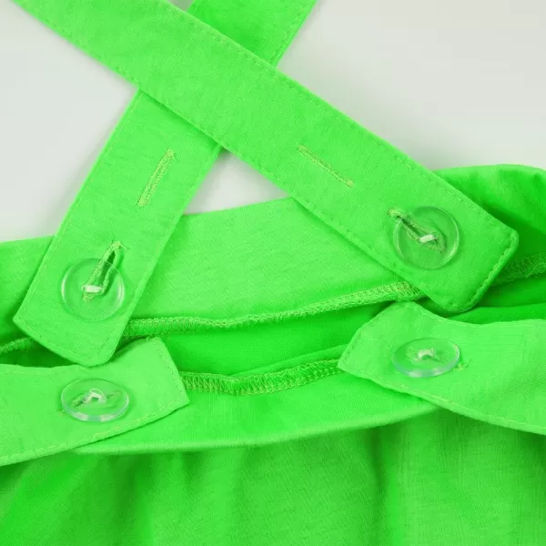 Noomelfish Girls Suspender Skater Skirt Stretchy Cotton Flared Overall Dress 512 YearsNeon Green