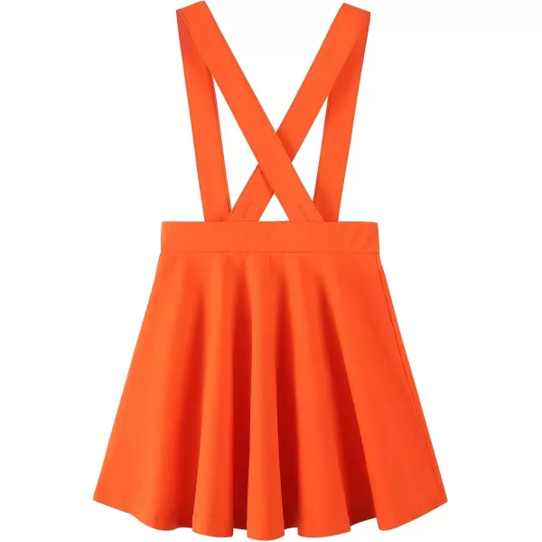 Noomelfish Girls Suspender Skater Skirt Stretchy Cotton Flared Overall Dress 512 YearsOrange