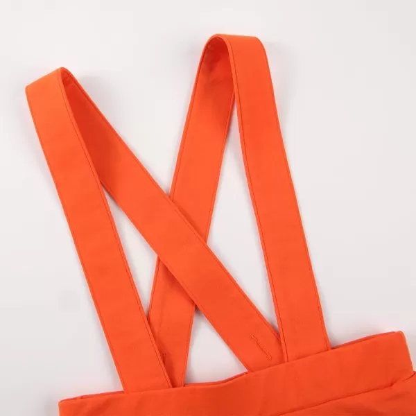 Noomelfish Girls Suspender Skater Skirt Stretchy Cotton Flared Overall Dress 512 YearsOrange