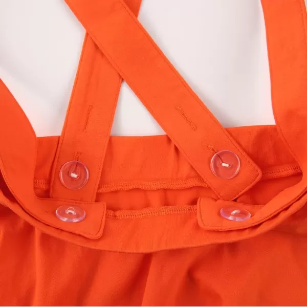Noomelfish Girls Suspender Skater Skirt Stretchy Cotton Flared Overall Dress 512 YearsOrange