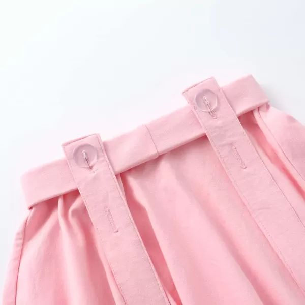 Noomelfish Girls Suspender Skater Skirt Stretchy Cotton Flared Overall Dress 512 YearsPink
