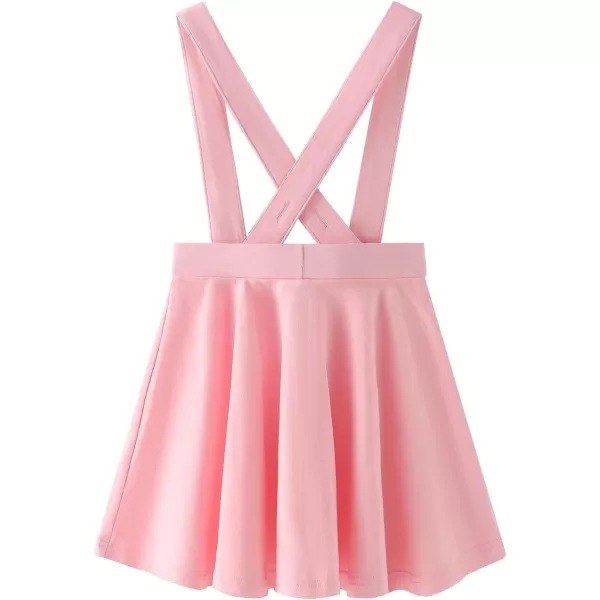 Noomelfish Girls Suspender Skater Skirt Stretchy Cotton Flared Overall Dress 512 YearsPink