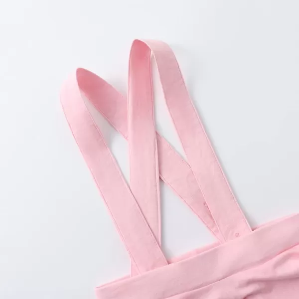 Noomelfish Girls Suspender Skater Skirt Stretchy Cotton Flared Overall Dress 512 YearsPink
