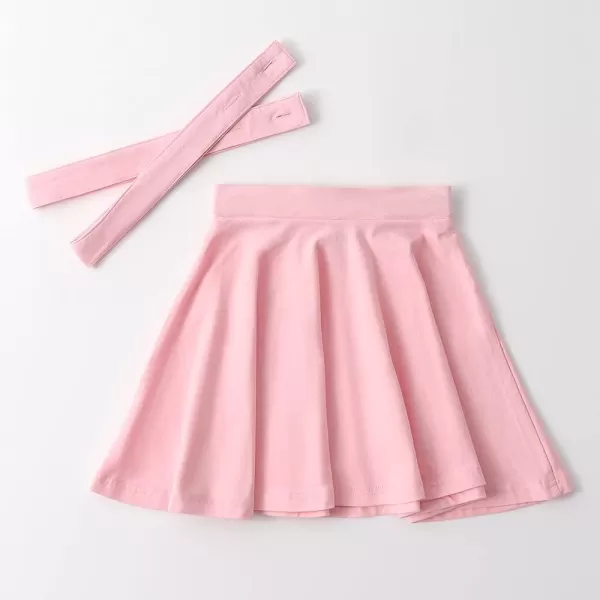 Noomelfish Girls Suspender Skater Skirt Stretchy Cotton Flared Overall Dress 512 YearsPink