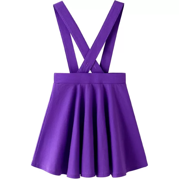 Noomelfish Girls Suspender Skater Skirt Stretchy Cotton Flared Overall Dress 512 YearsPurple