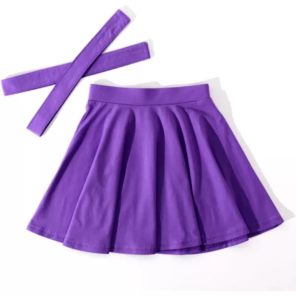 Noomelfish Girls Suspender Skater Skirt Stretchy Cotton Flared Overall Dress 512 YearsPurple