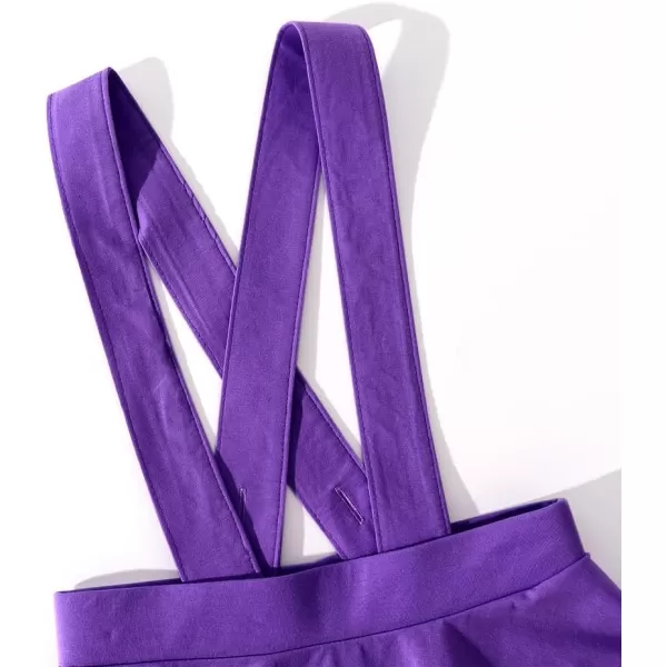 Noomelfish Girls Suspender Skater Skirt Stretchy Cotton Flared Overall Dress 512 YearsPurple