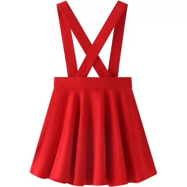 Noomelfish Girls Suspender Skater Skirt Stretchy Cotton Flared Overall Dress 512 YearsRed