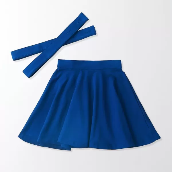 Noomelfish Girls Suspender Skater Skirt Stretchy Cotton Flared Overall Dress 512 YearsRoyal Blue