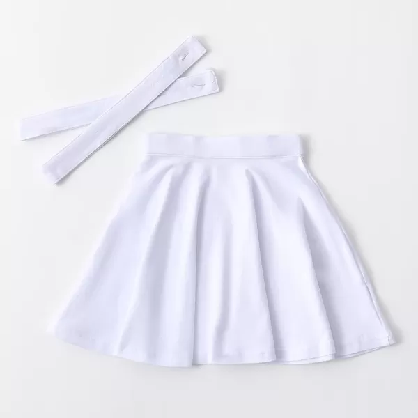 Noomelfish Girls Suspender Skater Skirt Stretchy Cotton Flared Overall Dress 512 YearsWhite