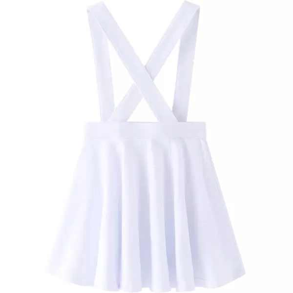 Noomelfish Girls Suspender Skater Skirt Stretchy Cotton Flared Overall Dress 512 YearsWhite