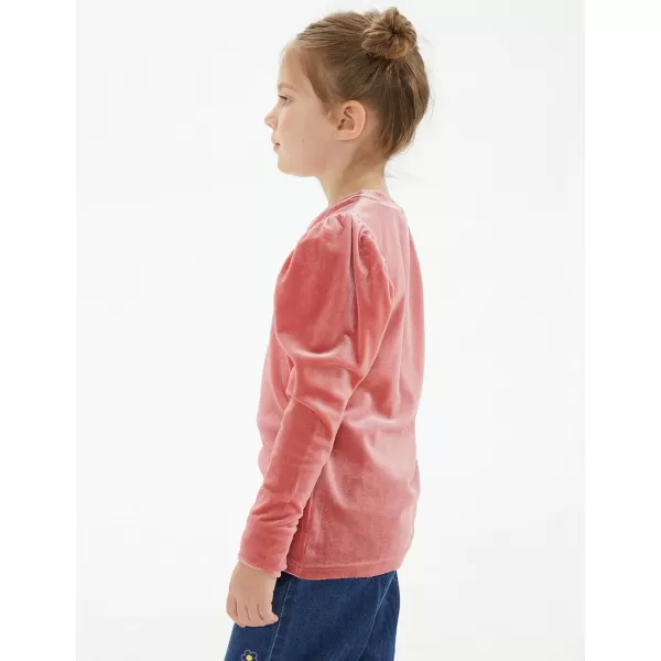 Noomelfish Girls Velvet Puff Long Sleeve Shirt Casual Solid Pleated Blouse Tops 512 YearsPink
