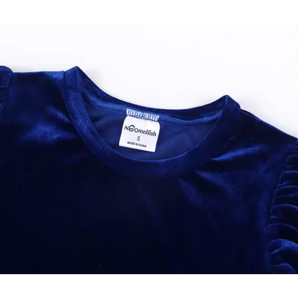Noomelfish Girls Velvet Puff Long Sleeve Shirt Casual Solid Pleated Blouse Tops 512 YearsRoyal Blue