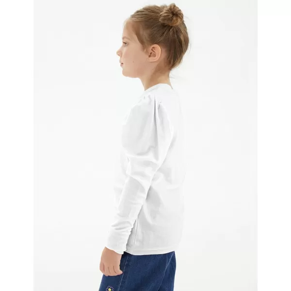 Noomelfish Girls Velvet Puff Long Sleeve Shirt Casual Solid Pleated Blouse Tops 512 YearsWhite