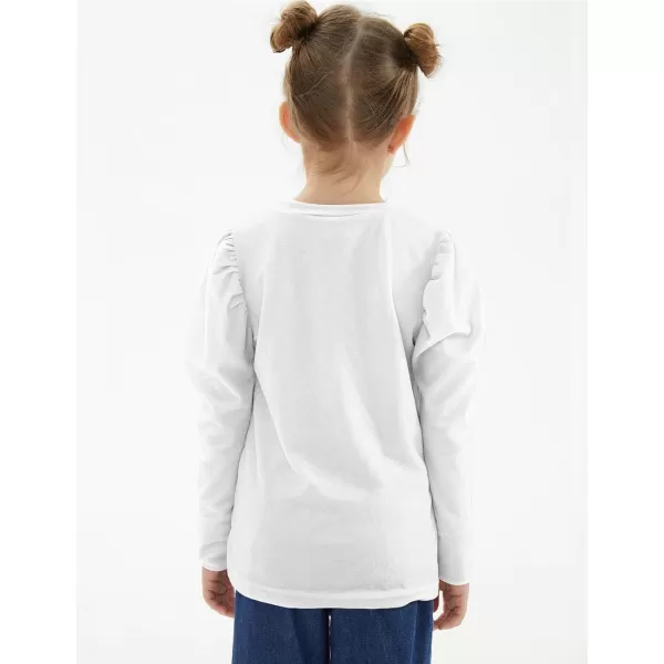 Noomelfish Girls Velvet Puff Long Sleeve Shirt Casual Solid Pleated Blouse Tops 512 YearsWhite