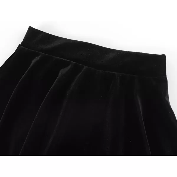 Noomelfish Girls Velvet Stretch Mini Flared Pleated Skater Skirt 412 YearsBlack