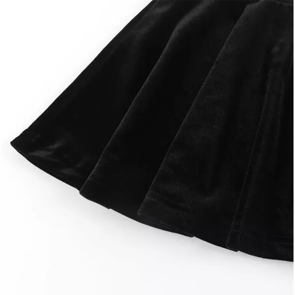 Noomelfish Girls Velvet Stretch Mini Flared Pleated Skater Skirt 412 YearsBlack
