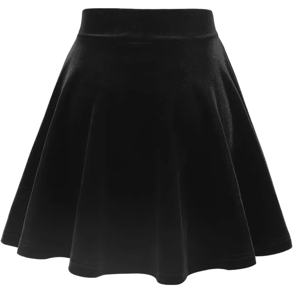 Noomelfish Girls Velvet Stretch Mini Flared Pleated Skater Skirt 412 YearsBlack
