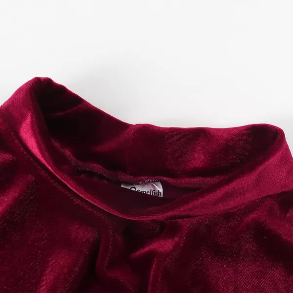 Noomelfish Girls Velvet Stretch Mini Flared Pleated Skater Skirt 412 YearsBurgundy
